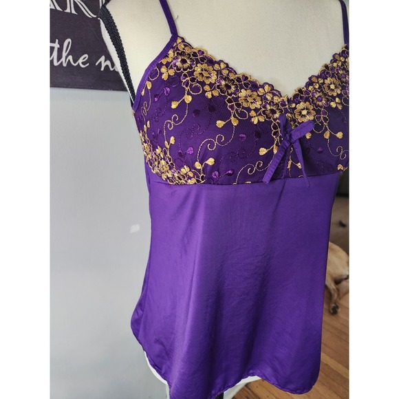 Y2K 90s Satin Fairy Top M Lace Romantic Whimsigoth Dainty Coquette Doll‎ Purple - Picture 5 of 10